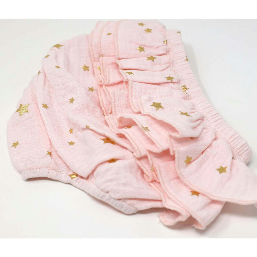 Mini Gold Stars Gauze Lola Top Ruffle Tushie Set