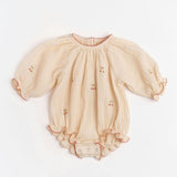 Gauze Romper in Embroidered Cherries