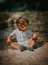 Short Sleeve Rashguard Swimsuit | UPF + Recycled - Fern Plaid