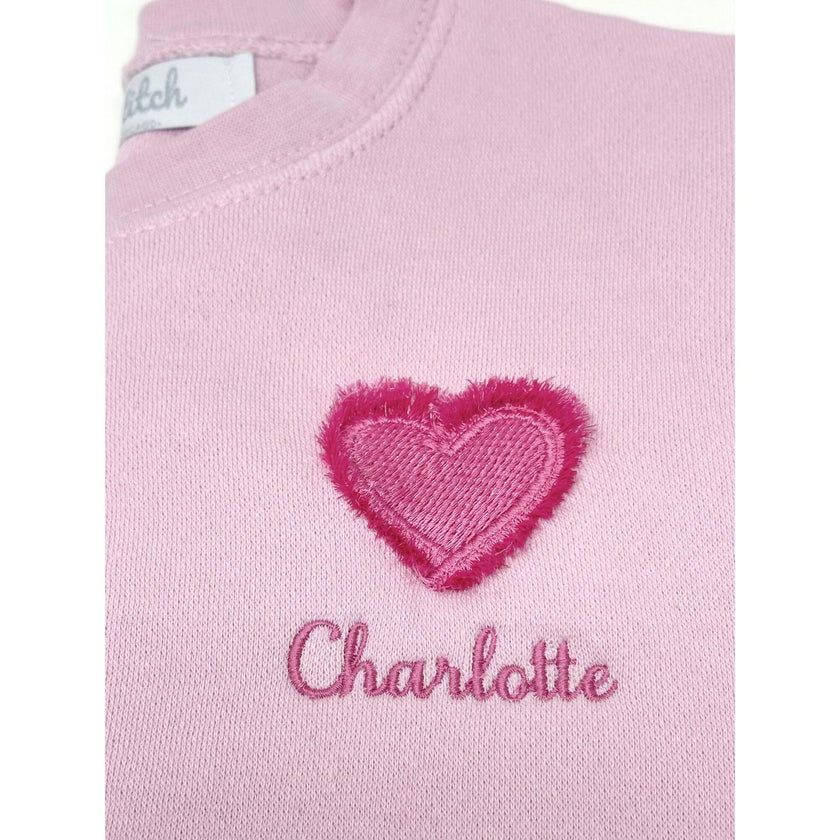 Custom Embroidered Fringe Heart Sweatshirt