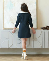 Zelie dress (dark-sapphire tweed)