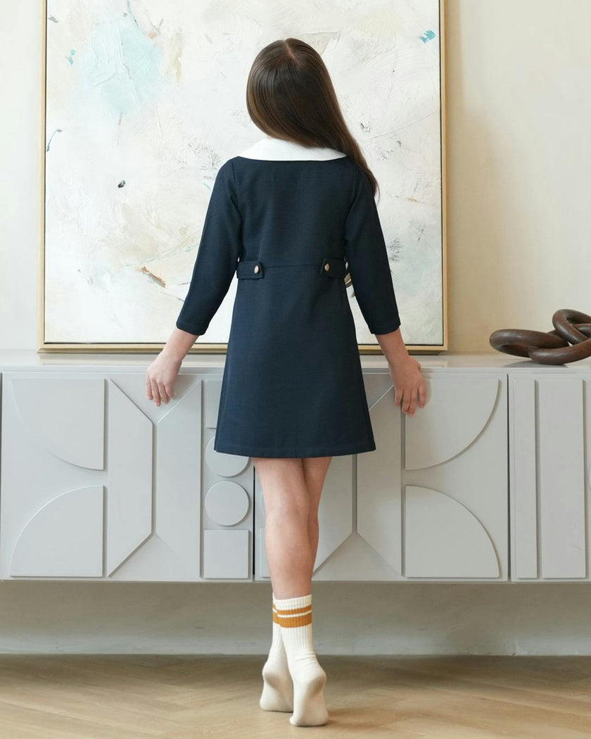 Zelie dress (dark-sapphire tweed)