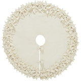 Handmade Felt Mini Christmas Tree Skirt - Cream Overlapping Flowers - 26"