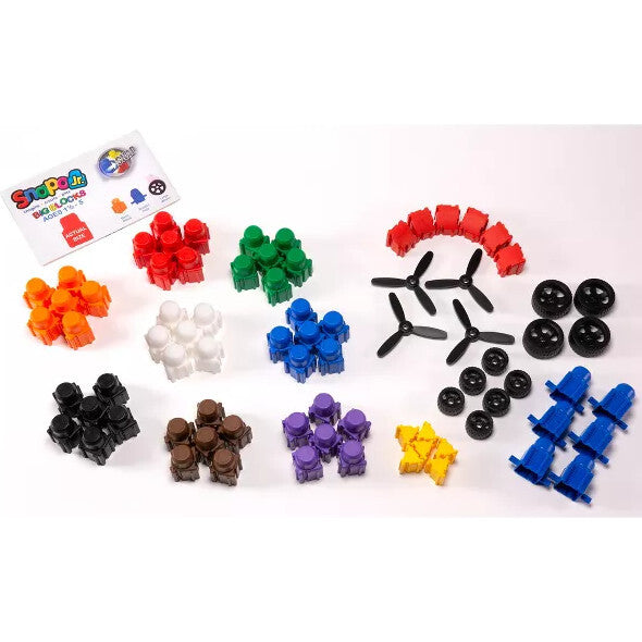 Snapo Jr. Advanced Builder's Kit - 80 pcs - Colorful Blocks & Wheels