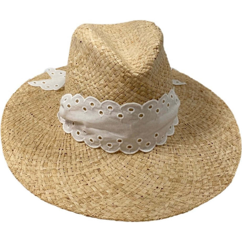 Women'S Oleander Antique Eyelet Lace Ribbon Sun Hat
