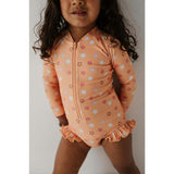Girl's One-Piece Ruffle Rash Guard Swimsuit
