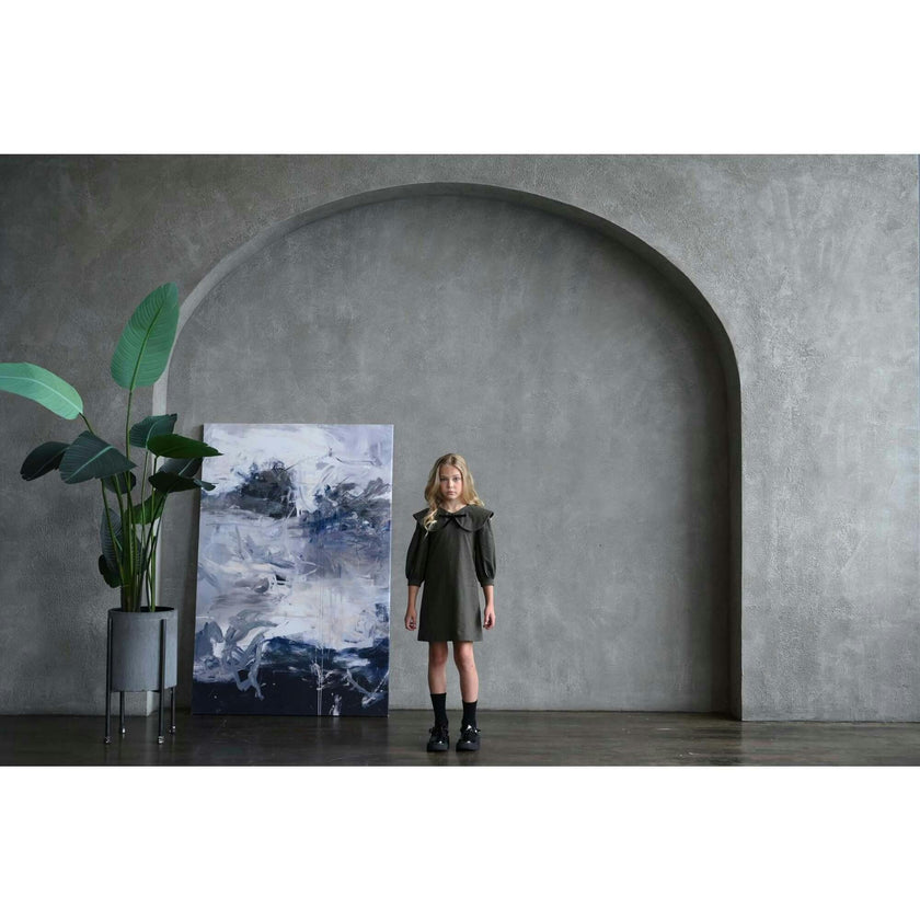Rhea dress (khaki-charcoal)