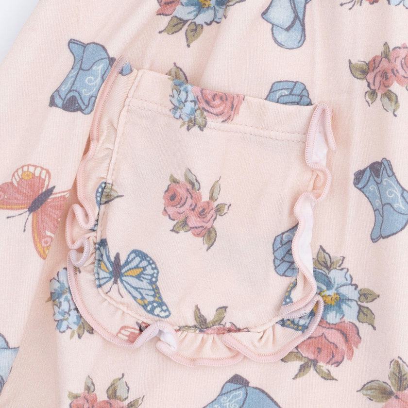 Country Girl Boots - Twirly Dress with Ruffle Pockets