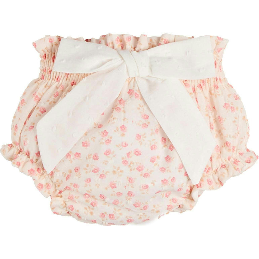 Martha Floral Bow Detail Swiss Voile Bloomers in Pink (1mth-12mths)
