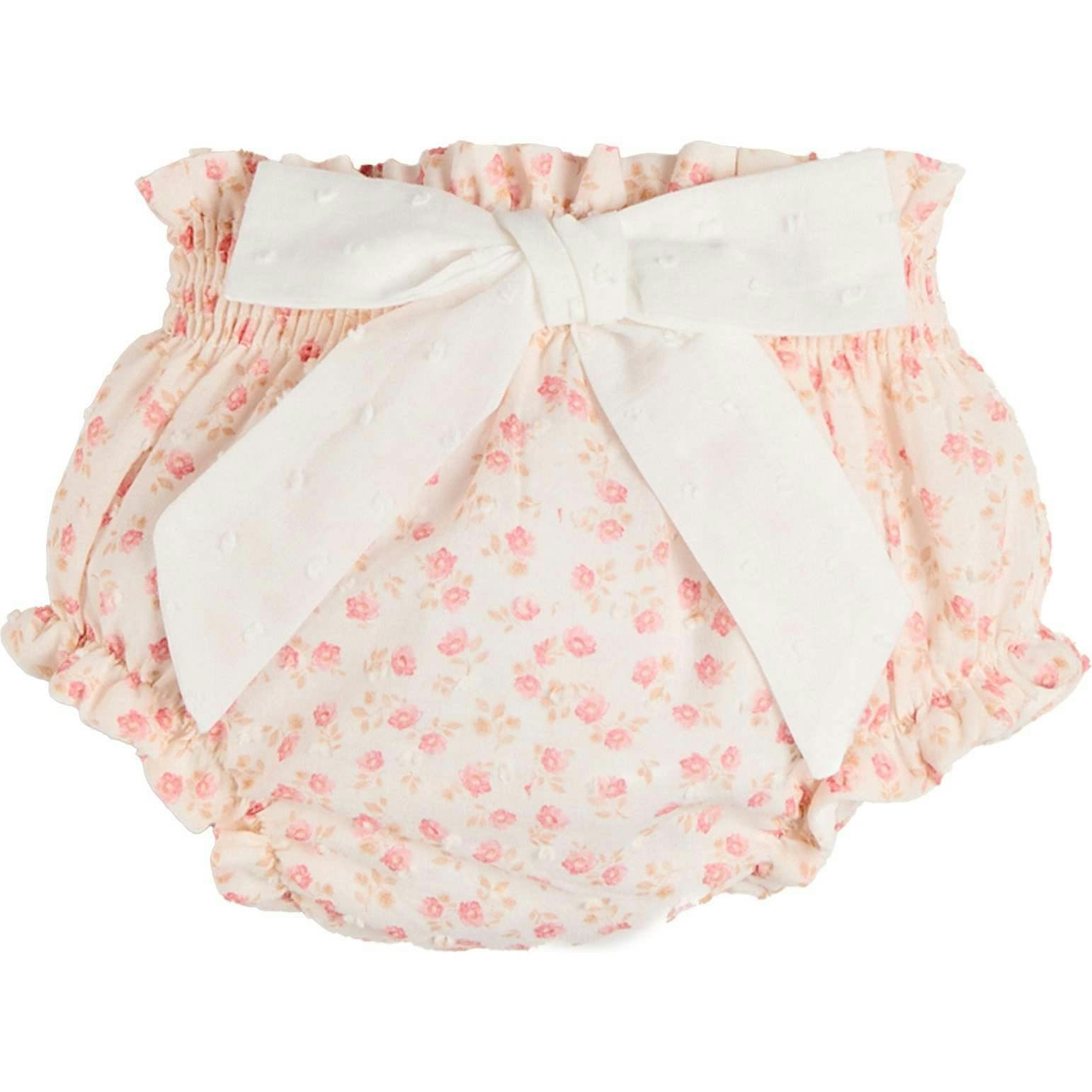 Martha Floral Bow Detail Swiss Voile Bloomers in Pink (1mth-12mths)