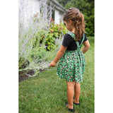 Pinafore Print Elastic Waist Full Skirt Dress