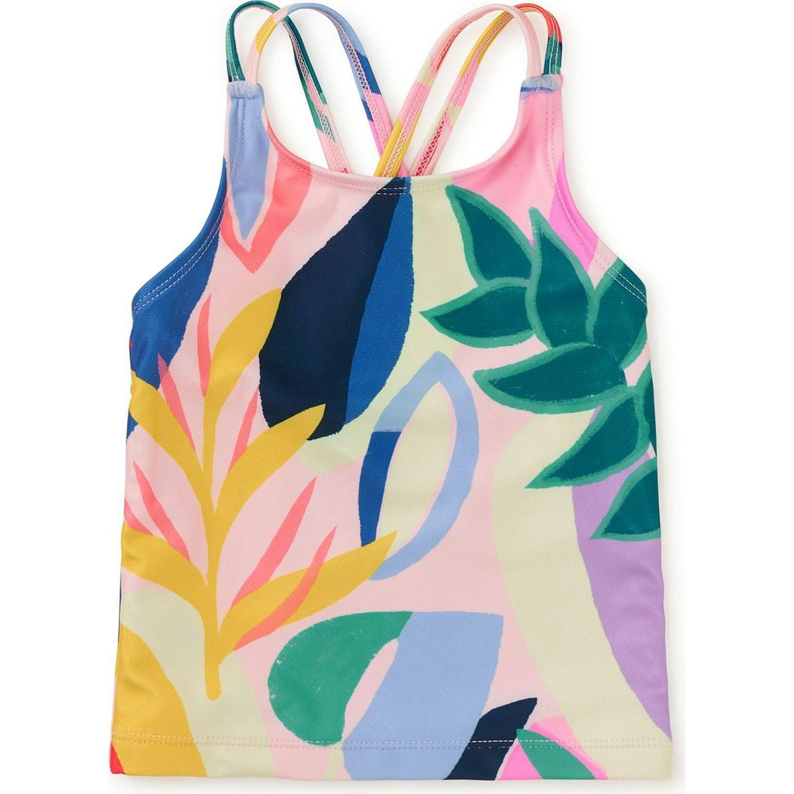 Cross Back Tankini Top, Pink