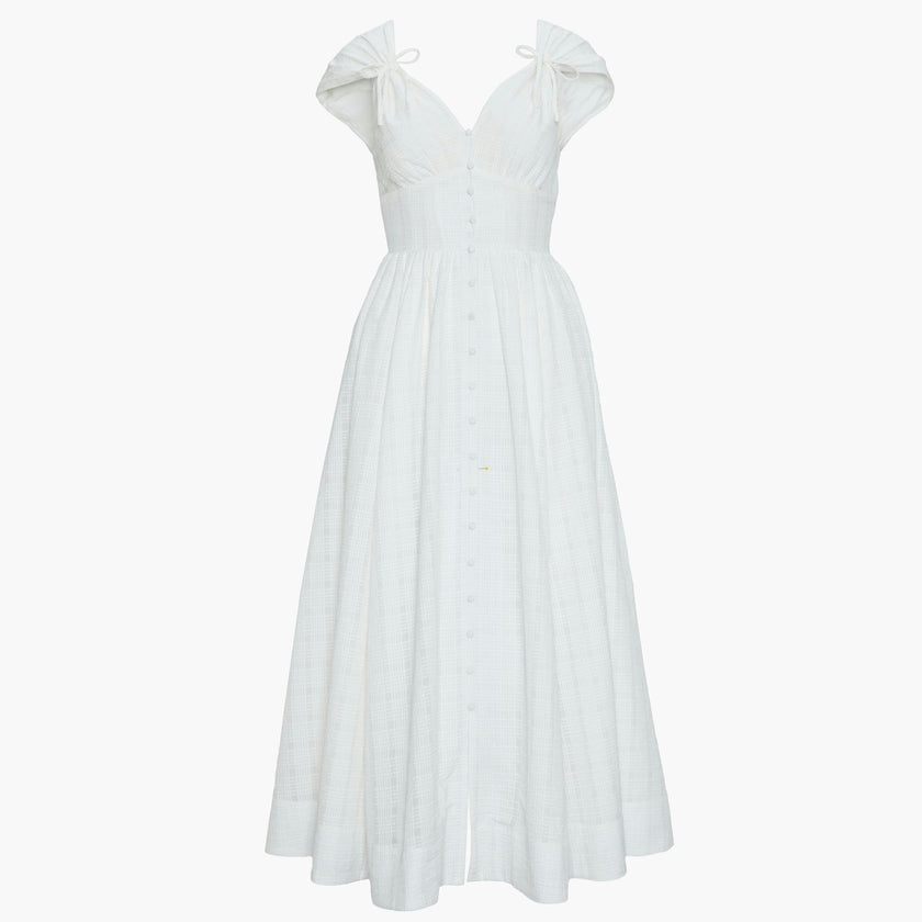 The Lucille Dress - White Crinkle Check