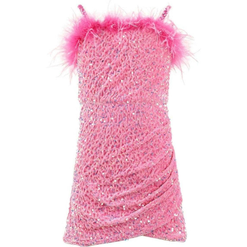 Shimmer Feather Mini Dress