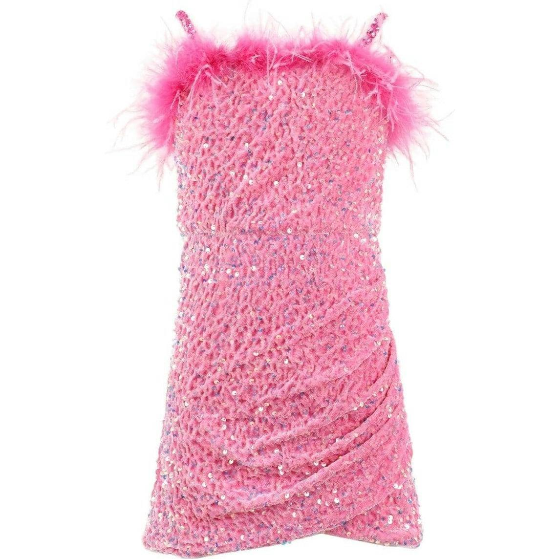 Shimmer Feather Mini Dress