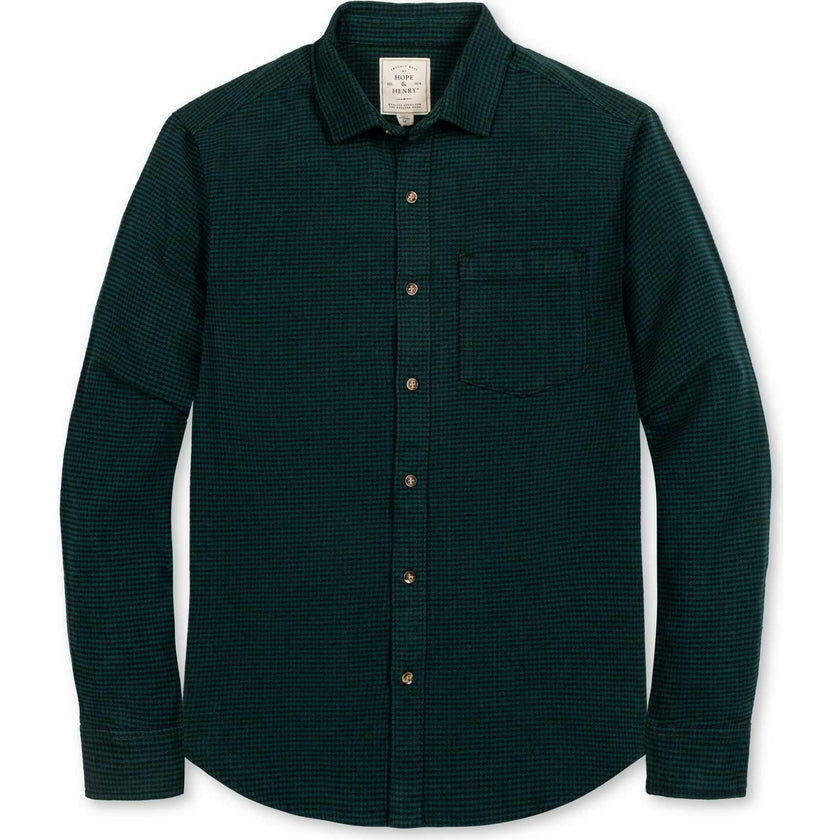 Men's Organic Long Sleeve Flannel Button Down Shirt, Green