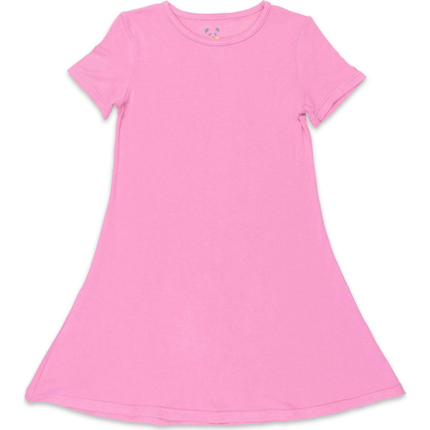 Bubblegum Pink Bamboo Girls' Short Sleeve Dress