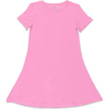 Bubblegum Pink Bamboo Girls' Short Sleeve Dress