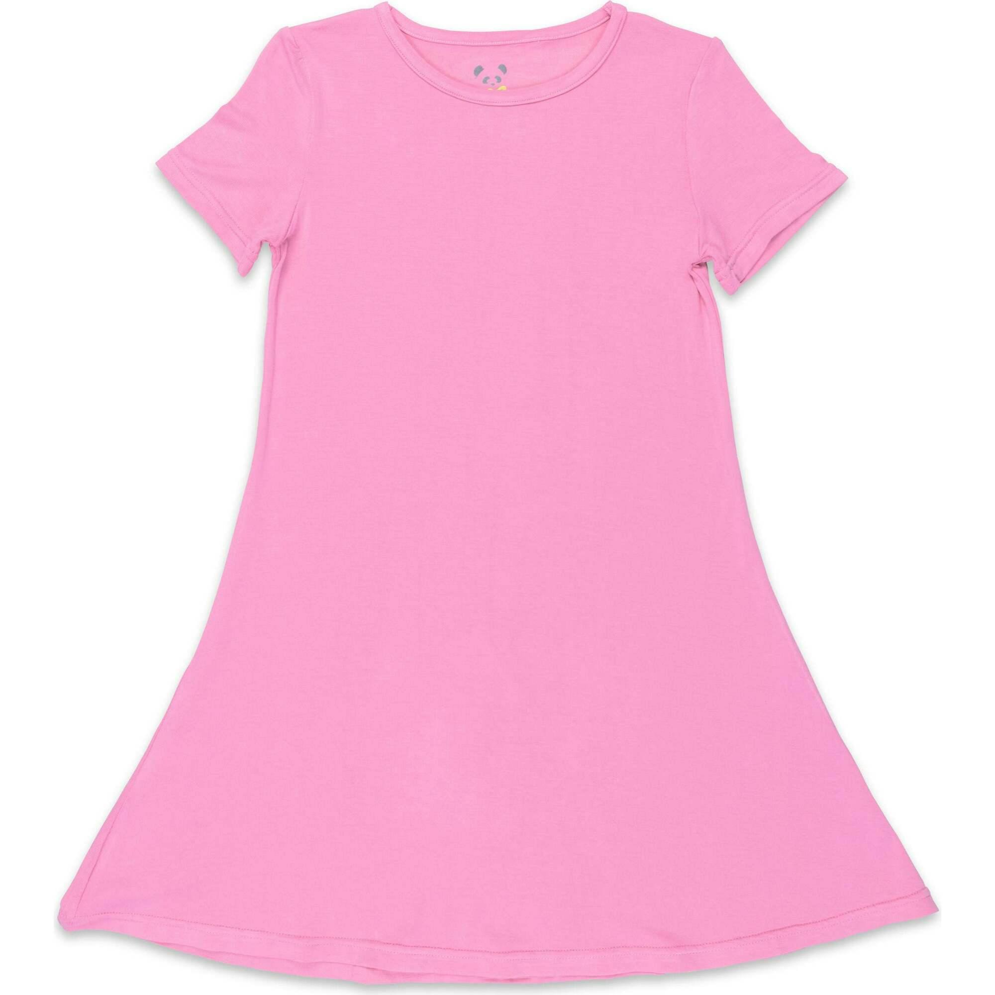 Bubblegum Pink Bamboo Girls' Short Sleeve Dress