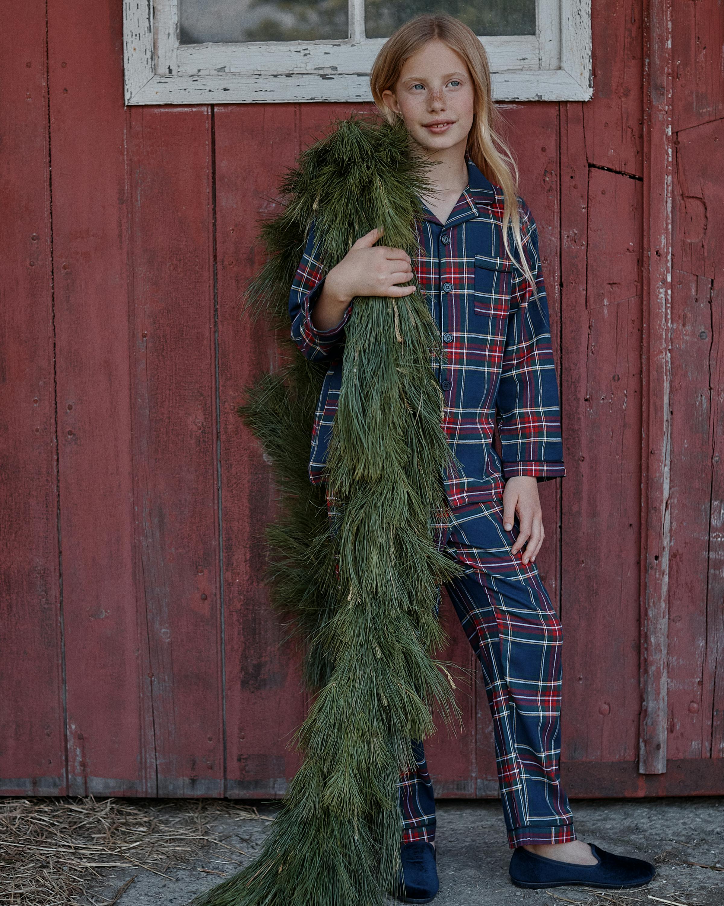 Kid's Brushed Twill Pajama Set in Windsor Tartan