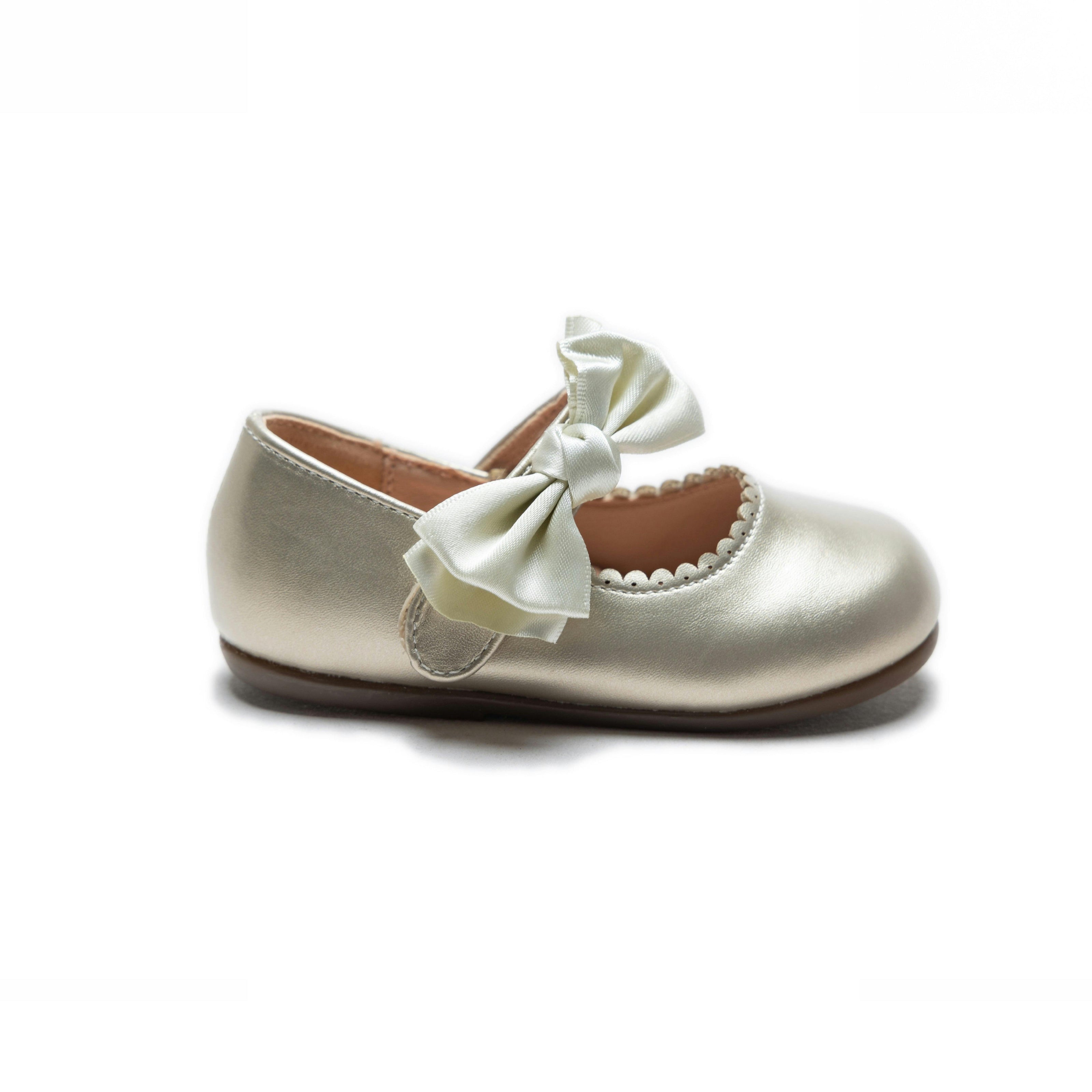 Gold Satin Elodie Bow Flats