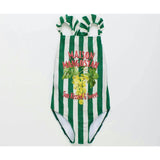 UVAS STRIPED SWIMSUIT GREEN