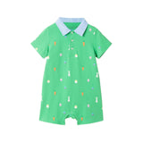 Infant Boys Printed Polo Romper | Bunny & Carrot