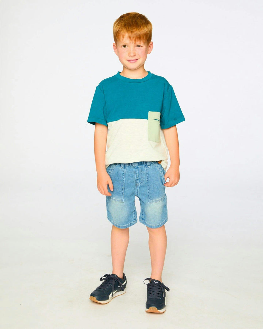 Organic Cotton Colorblock Jersey T-Shirt With Chest Pocket