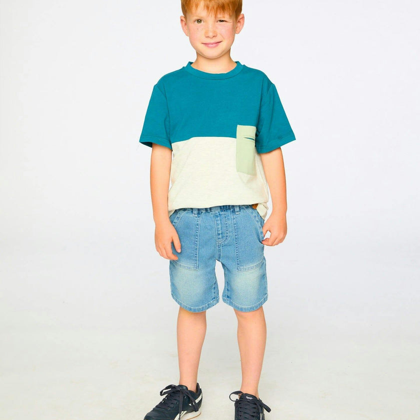 French Terry Denim Shorts