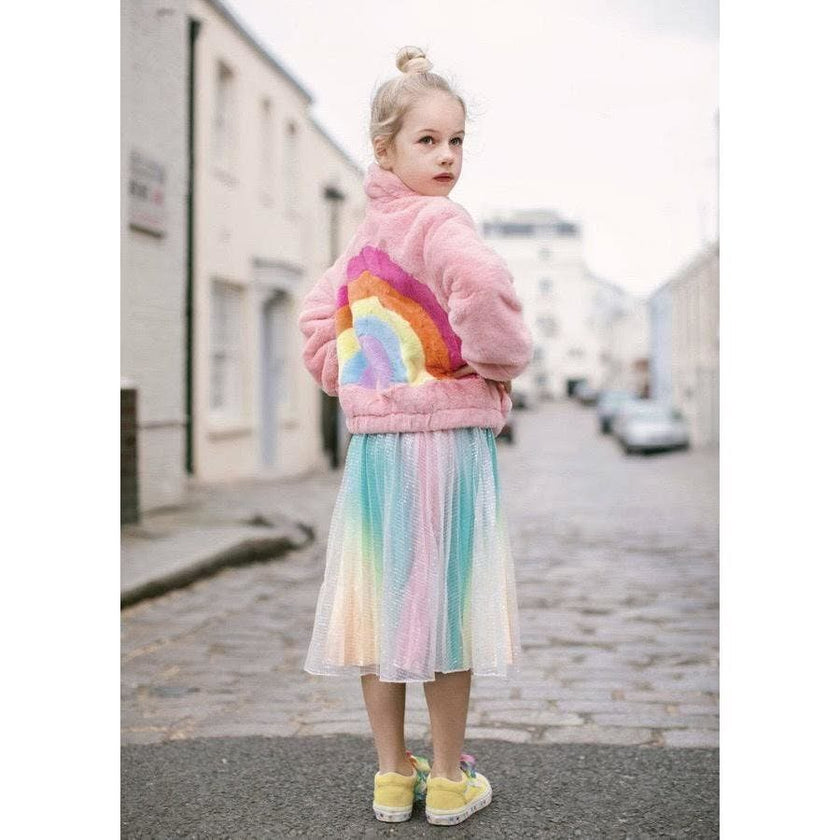 Rainbow Faux Fur Coat