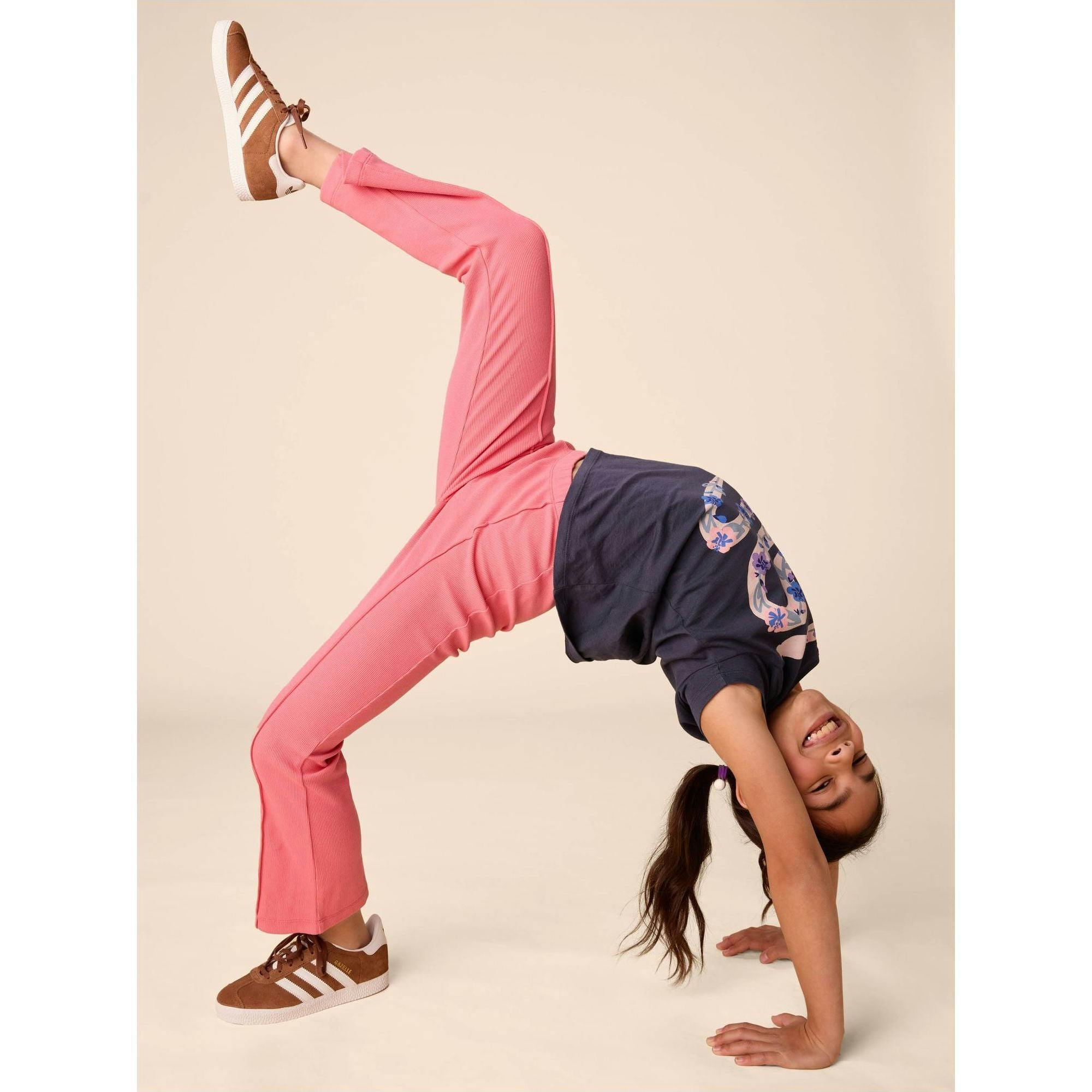 Ribbed Flare Pants, Pink