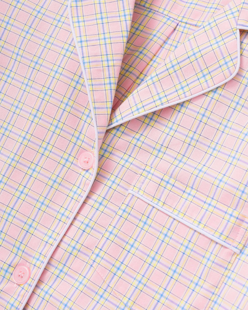 Women's Twill Pajama Set in Peony Plaid
