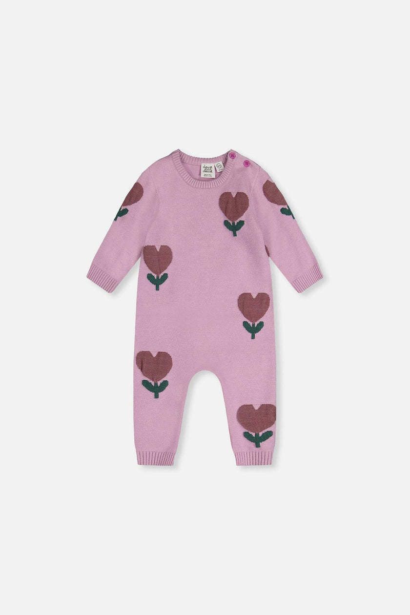 Knitted Intarsia Romper Lilac