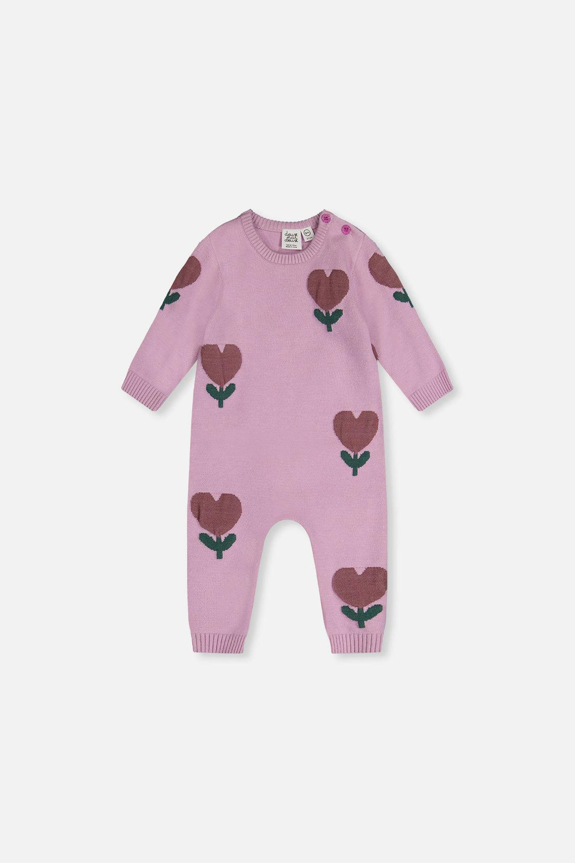 Knitted Intarsia Romper Lilac