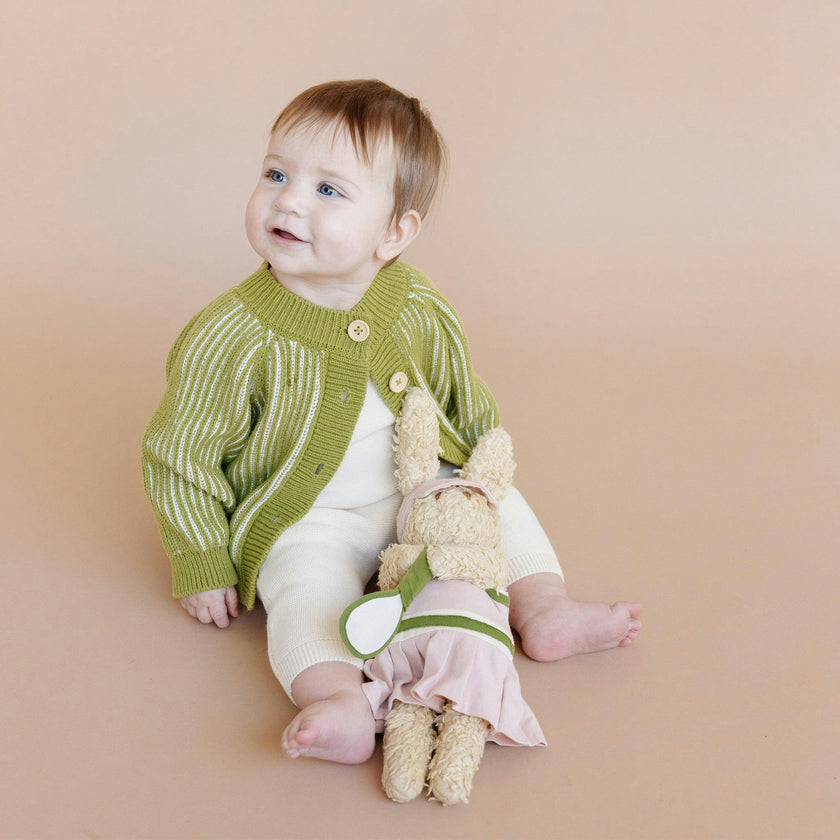 Cotton Brioche Cardigan, Green