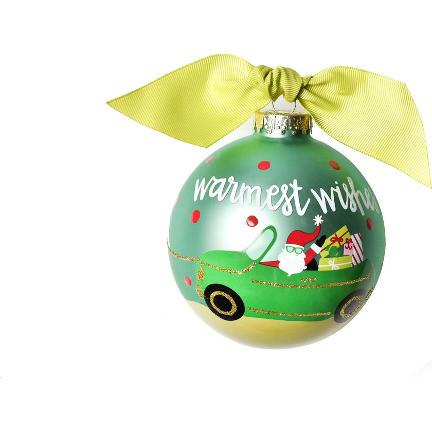 Warmest Wishes Santa Glass Ornament
