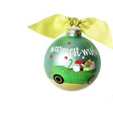 Warmest Wishes Santa Glass Ornament