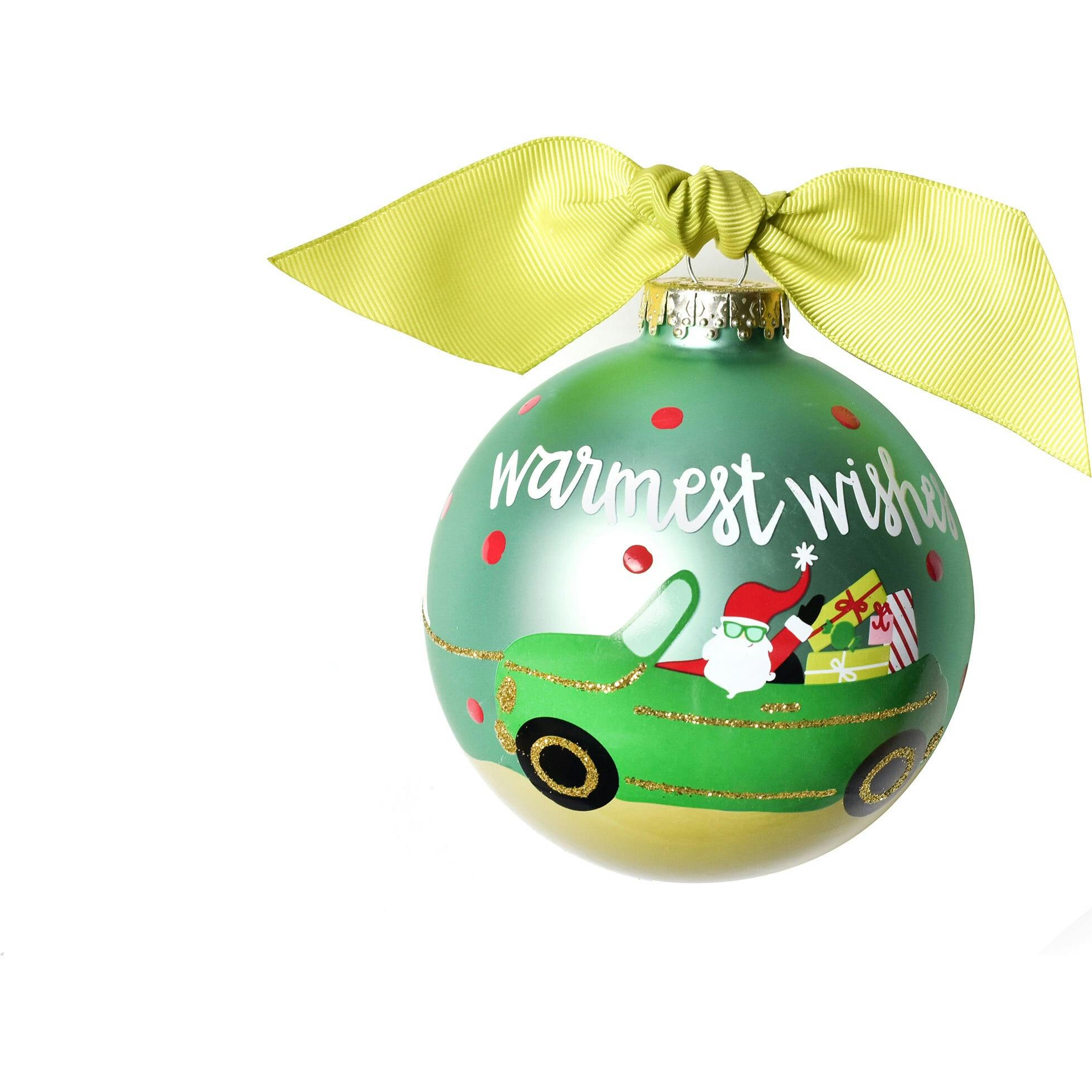 Warmest Wishes Santa Glass Ornament