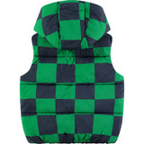Reversible Solid & Checkered Pattern Winter Vest