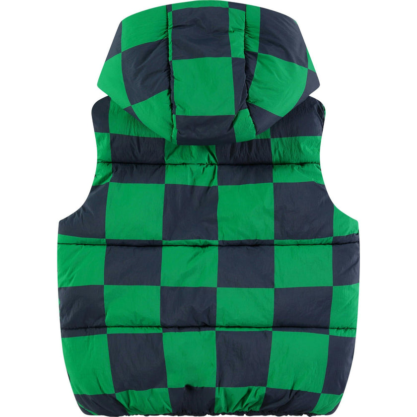 Reversible Solid & Checkered Pattern Winter Vest