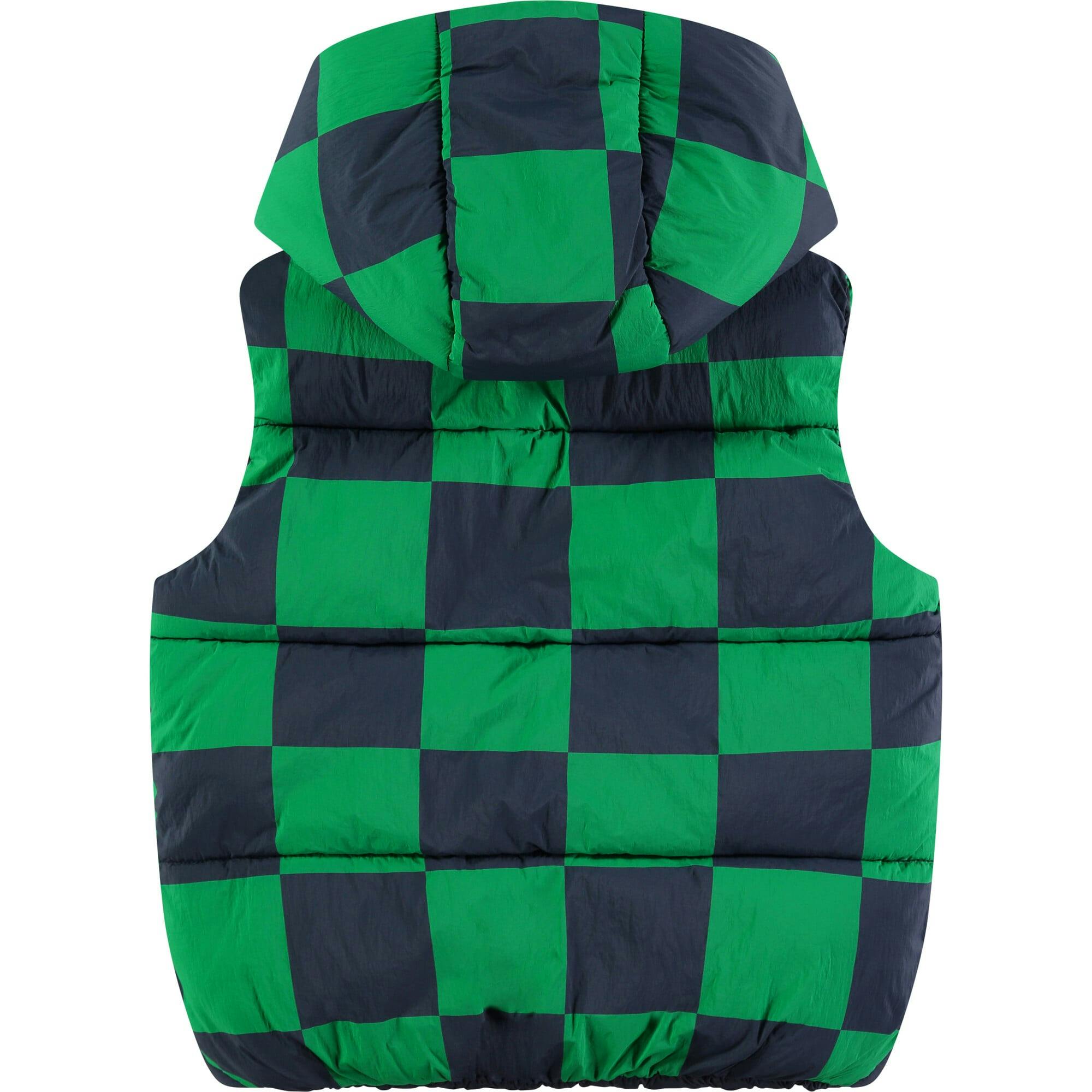 Reversible Solid & Checkered Pattern Winter Vest