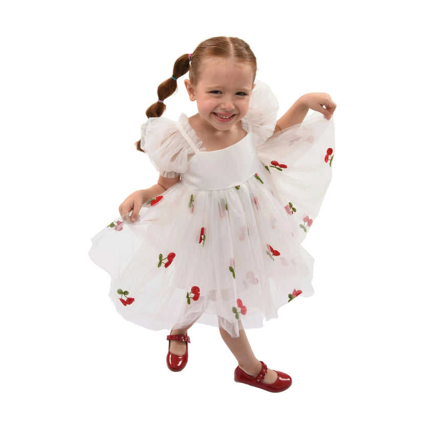 White Elysande Cherry Tulle Dress