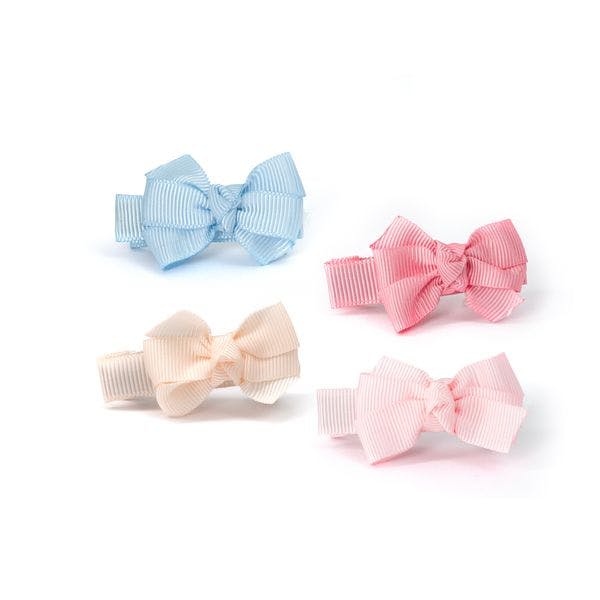 Little Bows Fabric Pink Light Blue Hair Clips