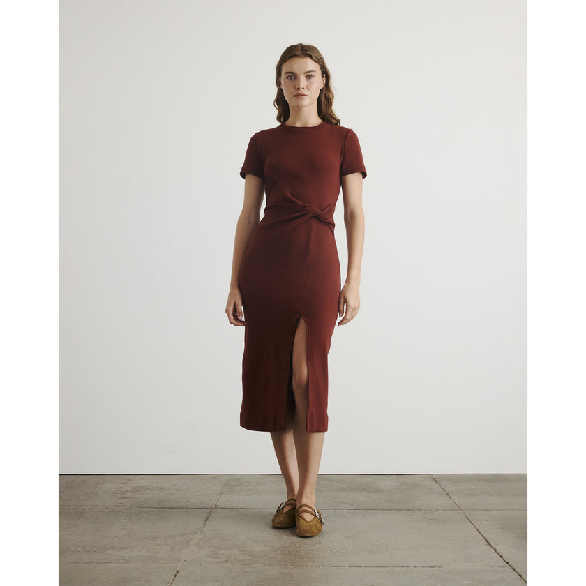 Short Sleeve Cody Dress, Burgundy