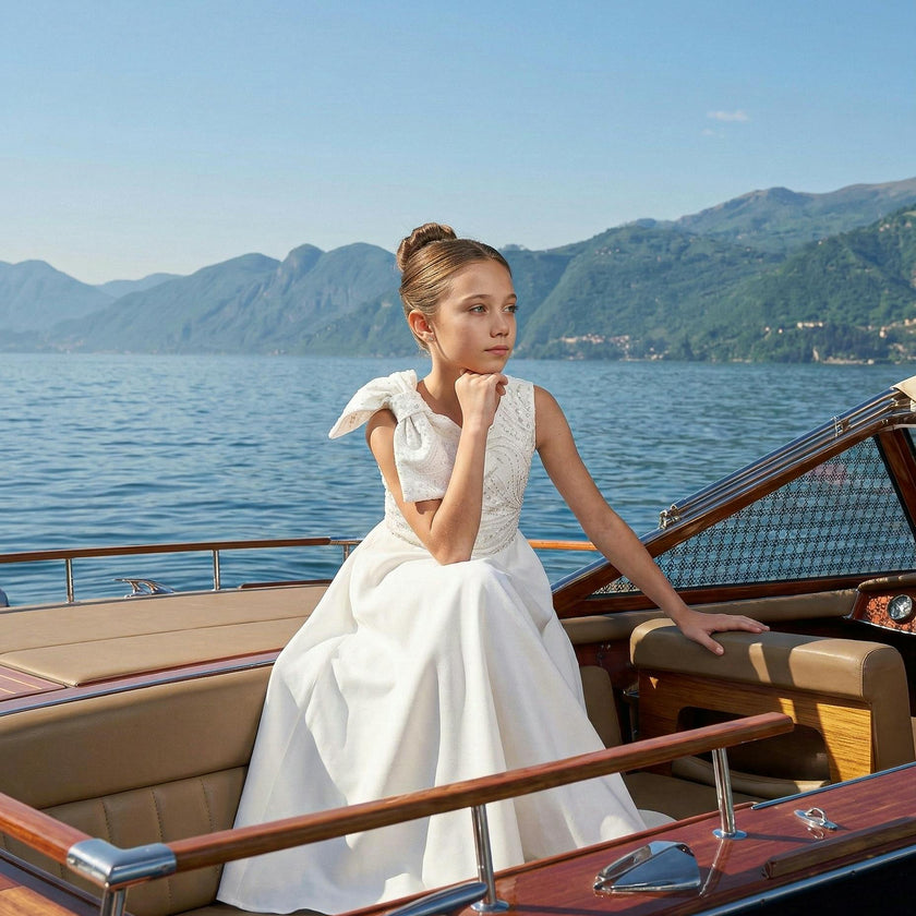 White Theia Bow-Embellished Dress