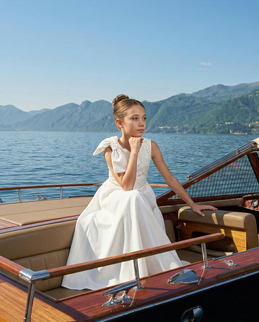 White Theia Bow-Embellished Dress