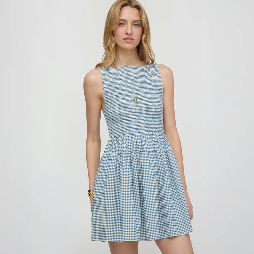 cosima mini dress The Cosima Mini Nap Dress | Lagoon Gingham / XS