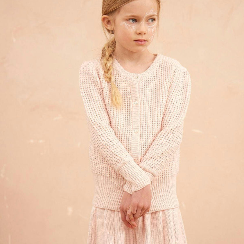 Waffle Knit Cardigan | Blush