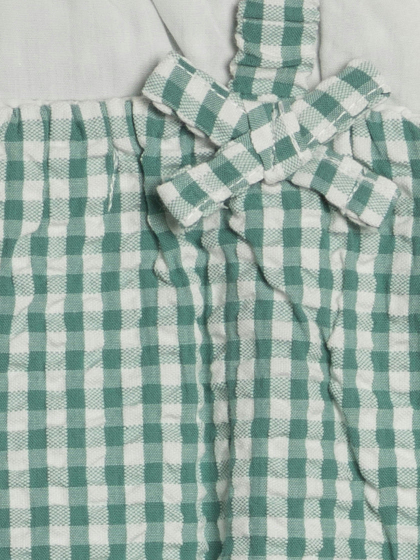 Rosalie Seersucker Ruffle Bubble Romper - Laguna Gingham