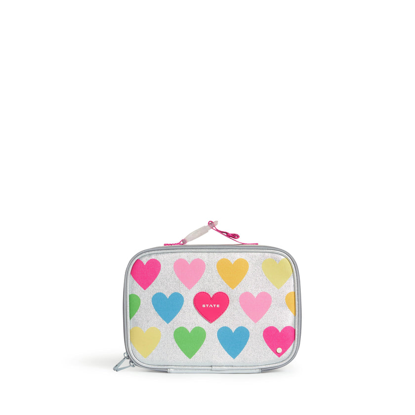 Rodgers Lunch Box, Metallic Happy Fuzzy Hearts